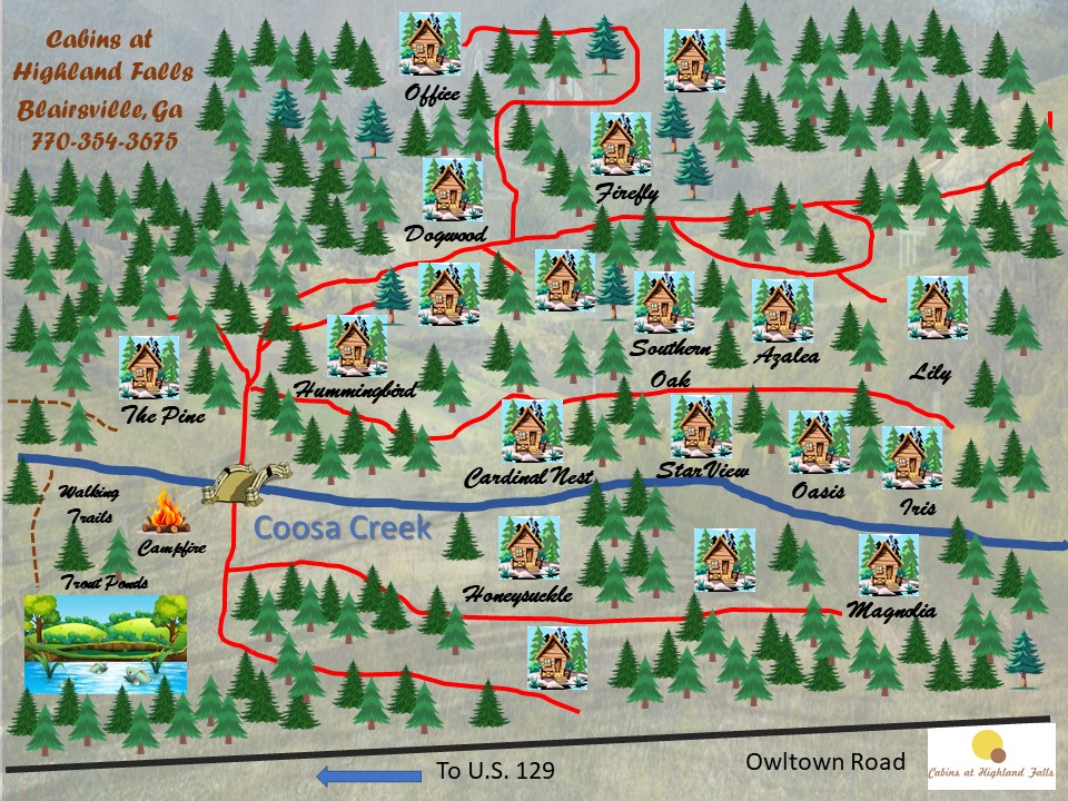 map of cabins in highland falls